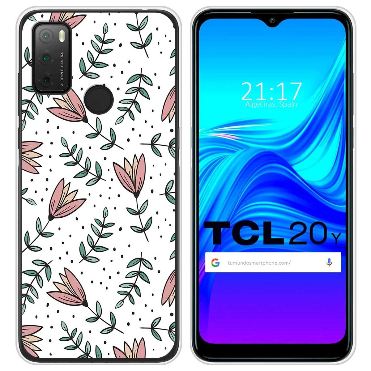 Funda Silicona Transparente para TCL 20Y diseño Flores 01 Dibujos