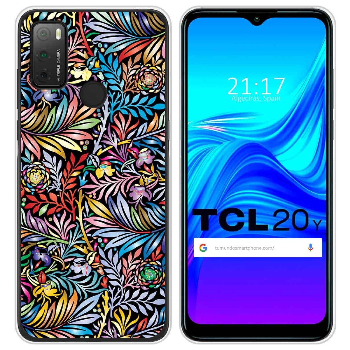 Funda Silicona Transparente para TCL 20Y diseño Flores 04 Dibujos