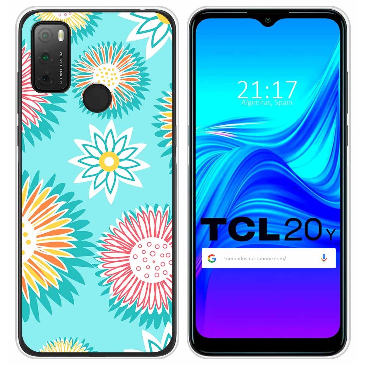 Funda Silicona Transparente para TCL 20Y diseño Flores 05 Dibujos