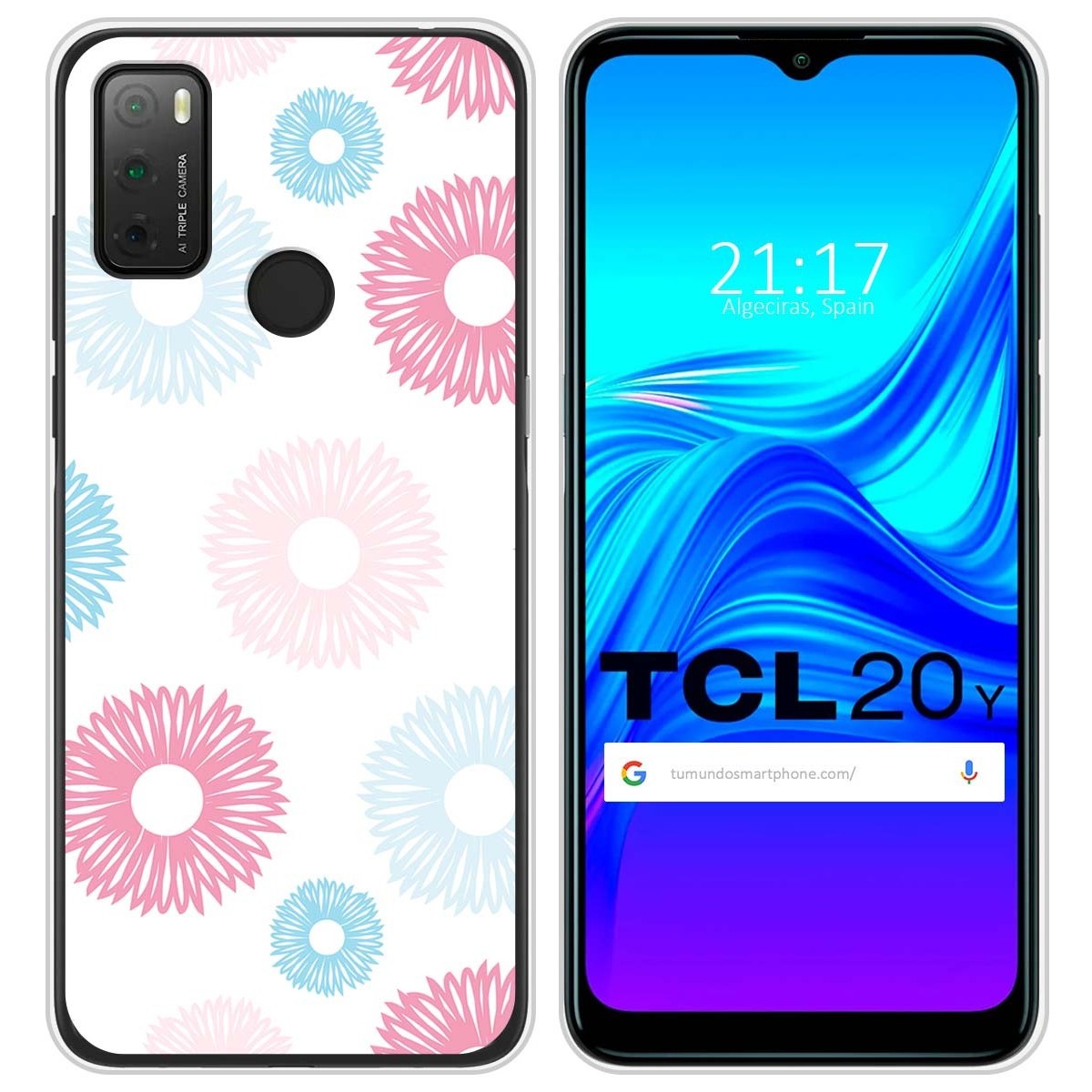 Funda Silicona Transparente para TCL 20Y diseño Flores 06 Dibujos