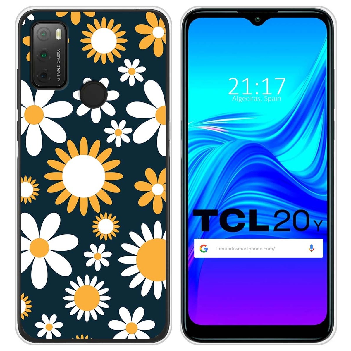 Funda Silicona Transparente para TCL 20Y diseño Flores 08 Dibujos