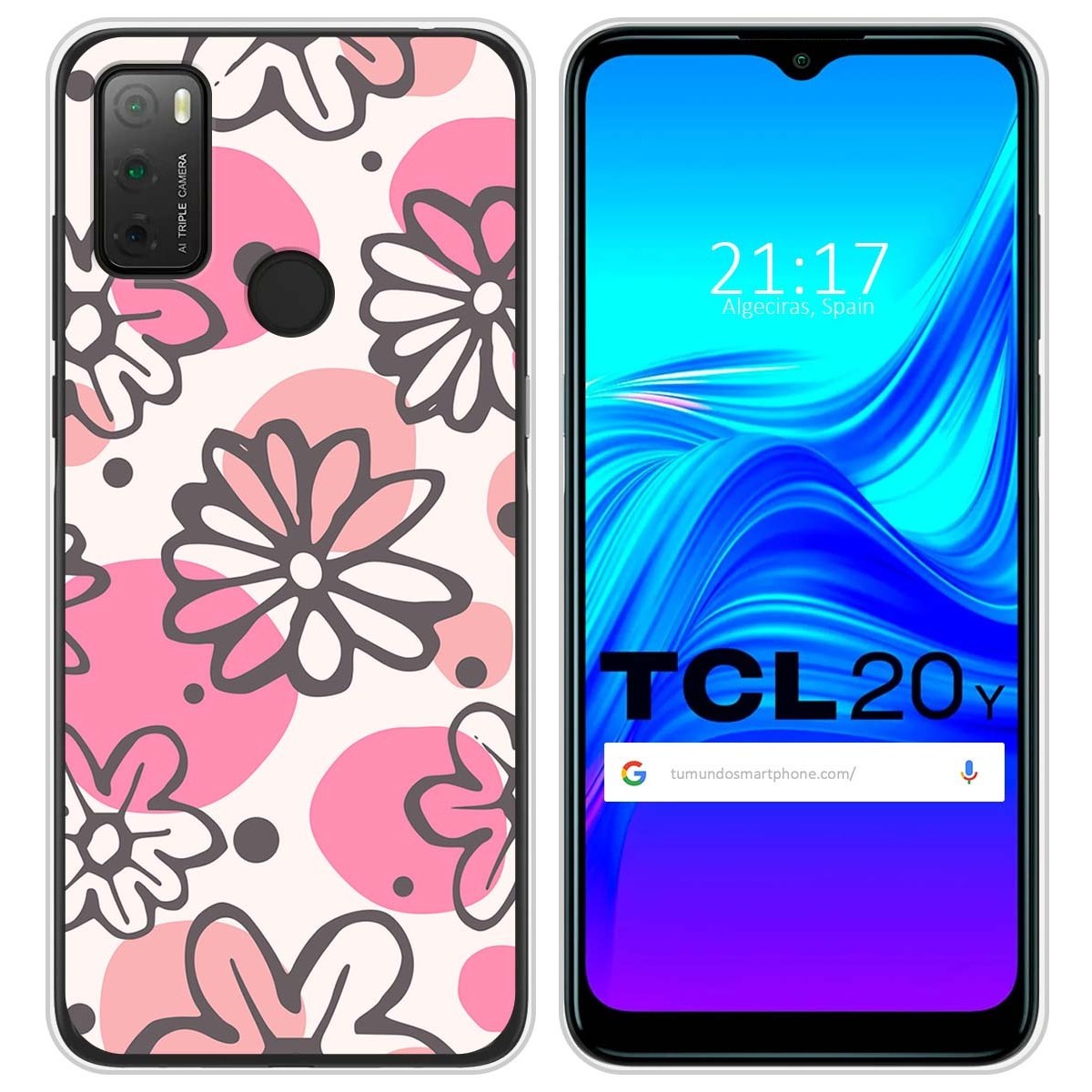 Funda Silicona Transparente para TCL 20Y diseño Flores 09 Dibujos