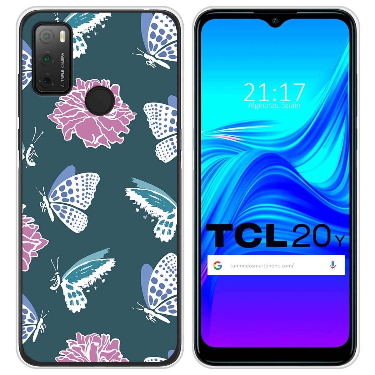 Funda Silicona Transparente para TCL 20Y diseño Flores 10 Dibujos