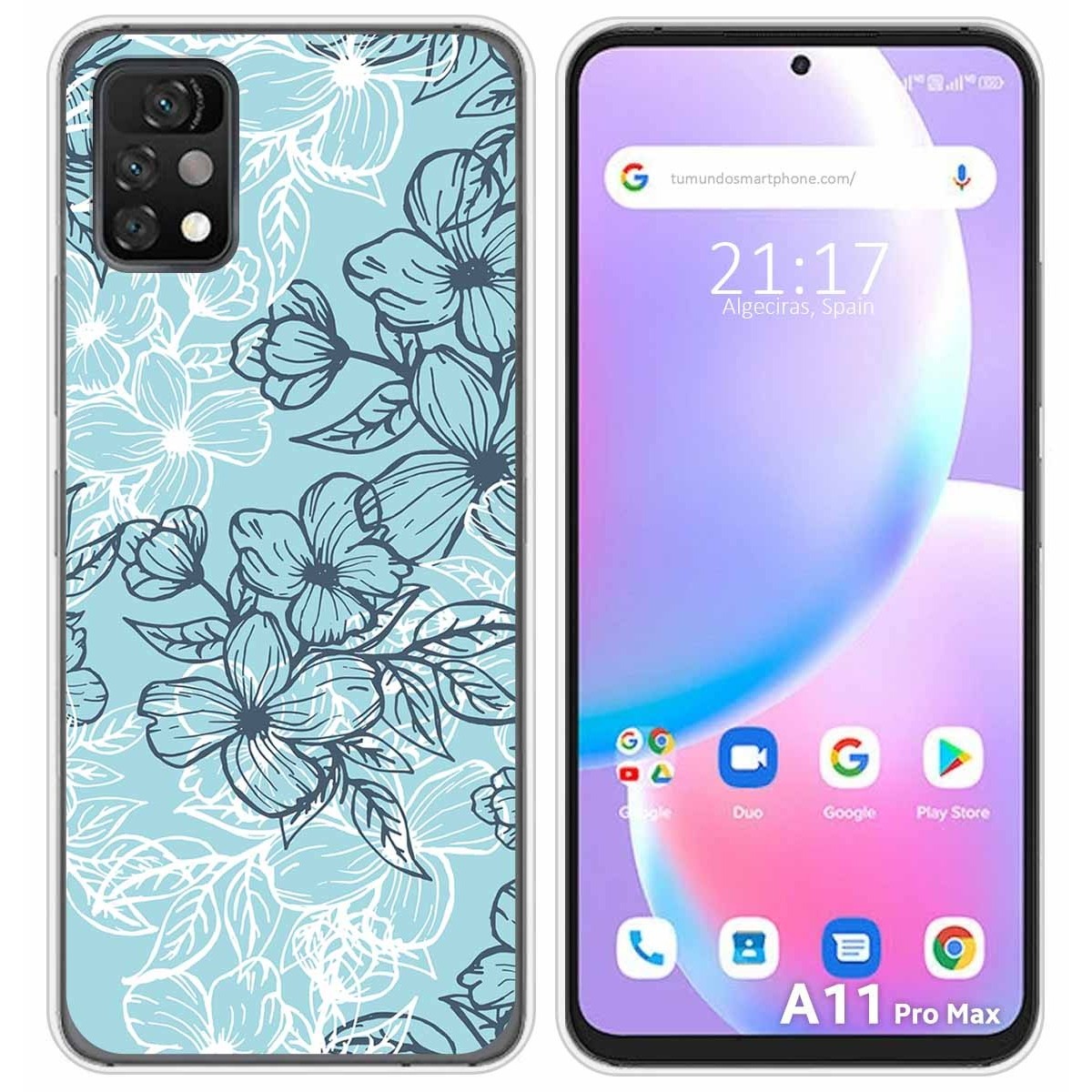 Funda Silicona Transparente para Umidigi A11 Pro Max diseño Flores 03 Dibujos