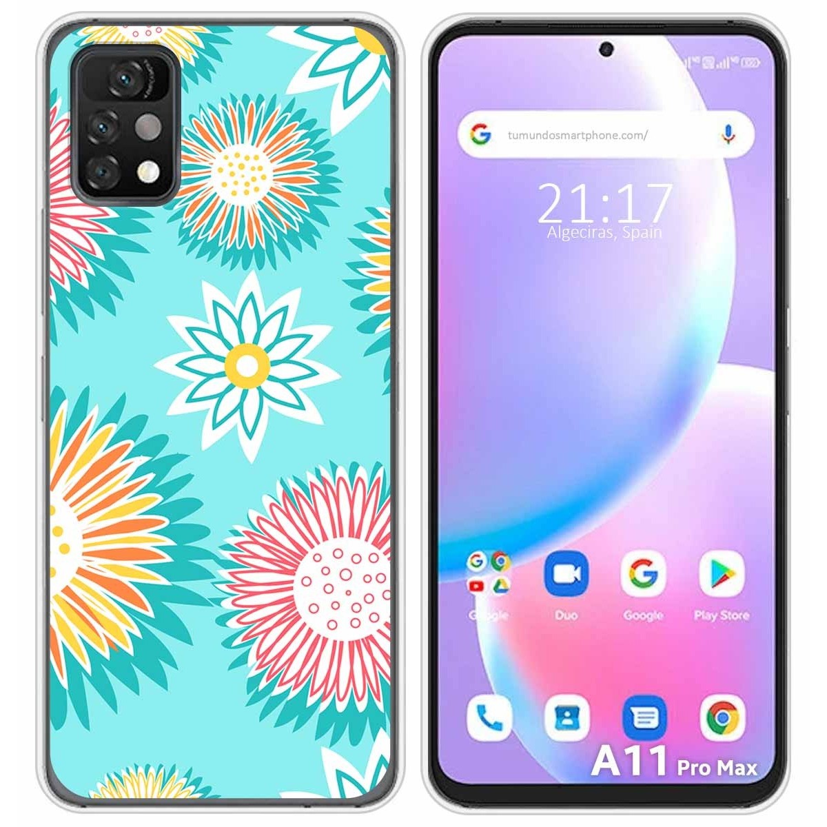Funda Silicona Transparente para Umidigi A11 Pro Max diseño Flores 05 Dibujos