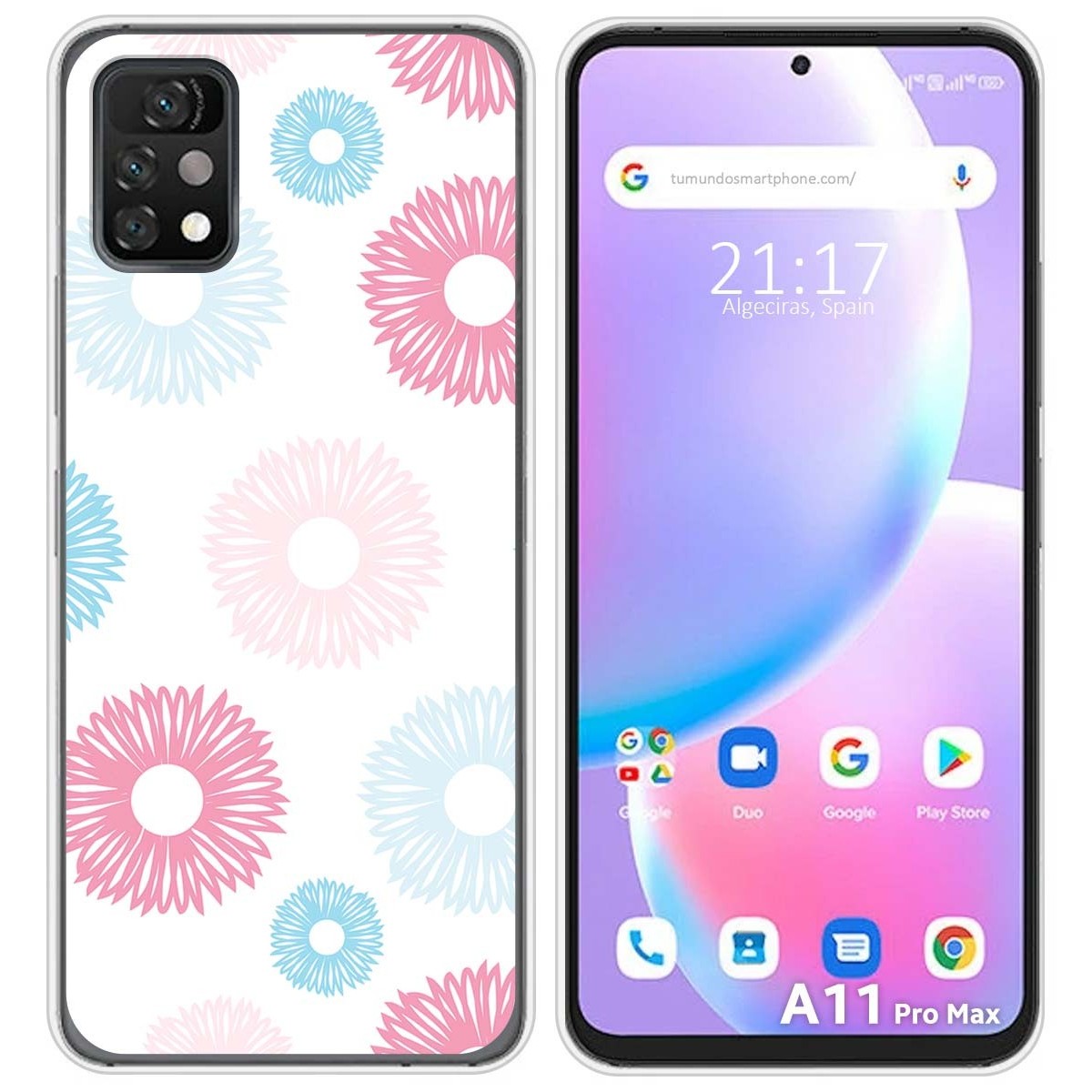 Funda Silicona Transparente para Umidigi A11 Pro Max diseño Flores 06 Dibujos