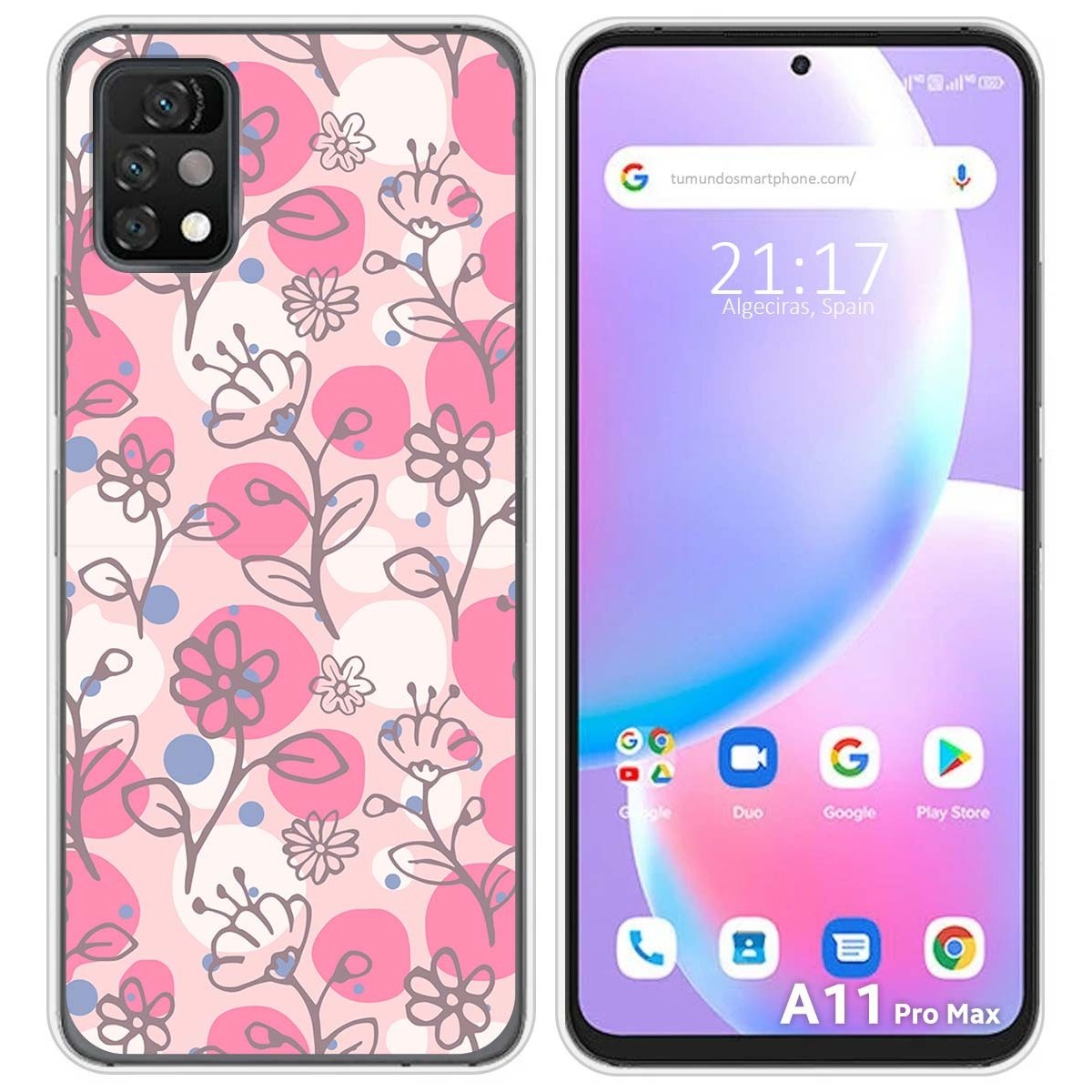 Funda Silicona Transparente para Umidigi A11 Pro Max diseño Flores 07 Dibujos