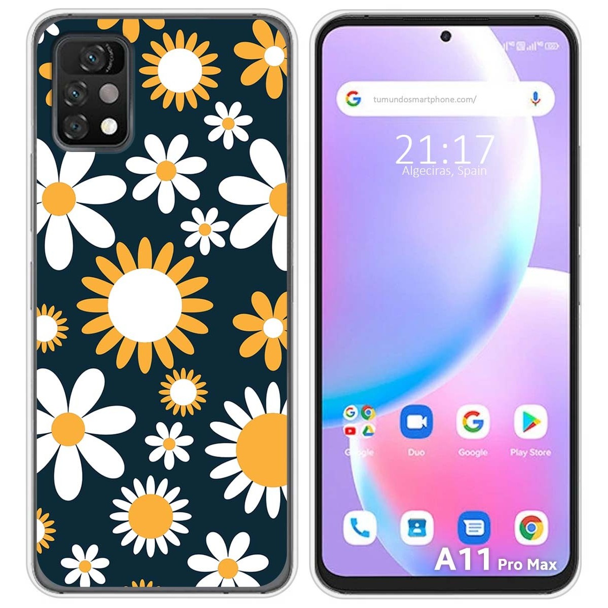 Funda Silicona Transparente para Umidigi A11 Pro Max diseño Flores 08 Dibujos