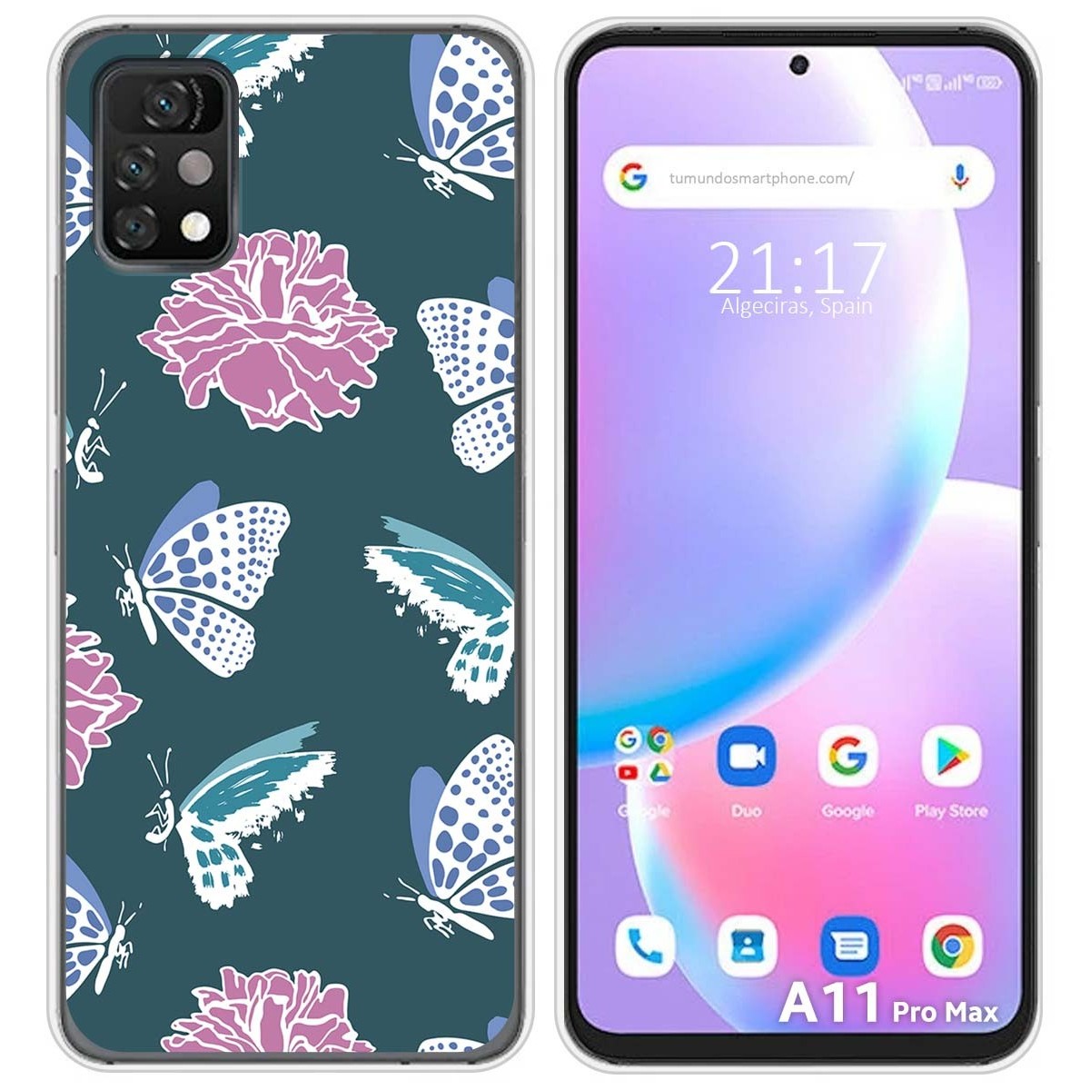 Funda Silicona Transparente para Umidigi A11 Pro Max diseño Flores 10 Dibujos