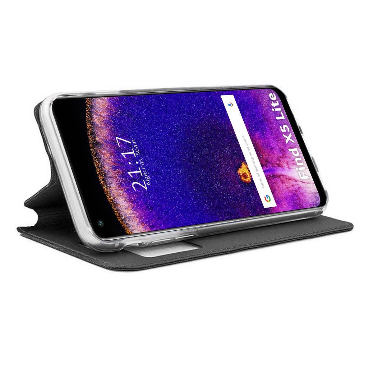 Funda Libro Soporte con Ventana para Oppo Find X5 Lite 5G color Negra