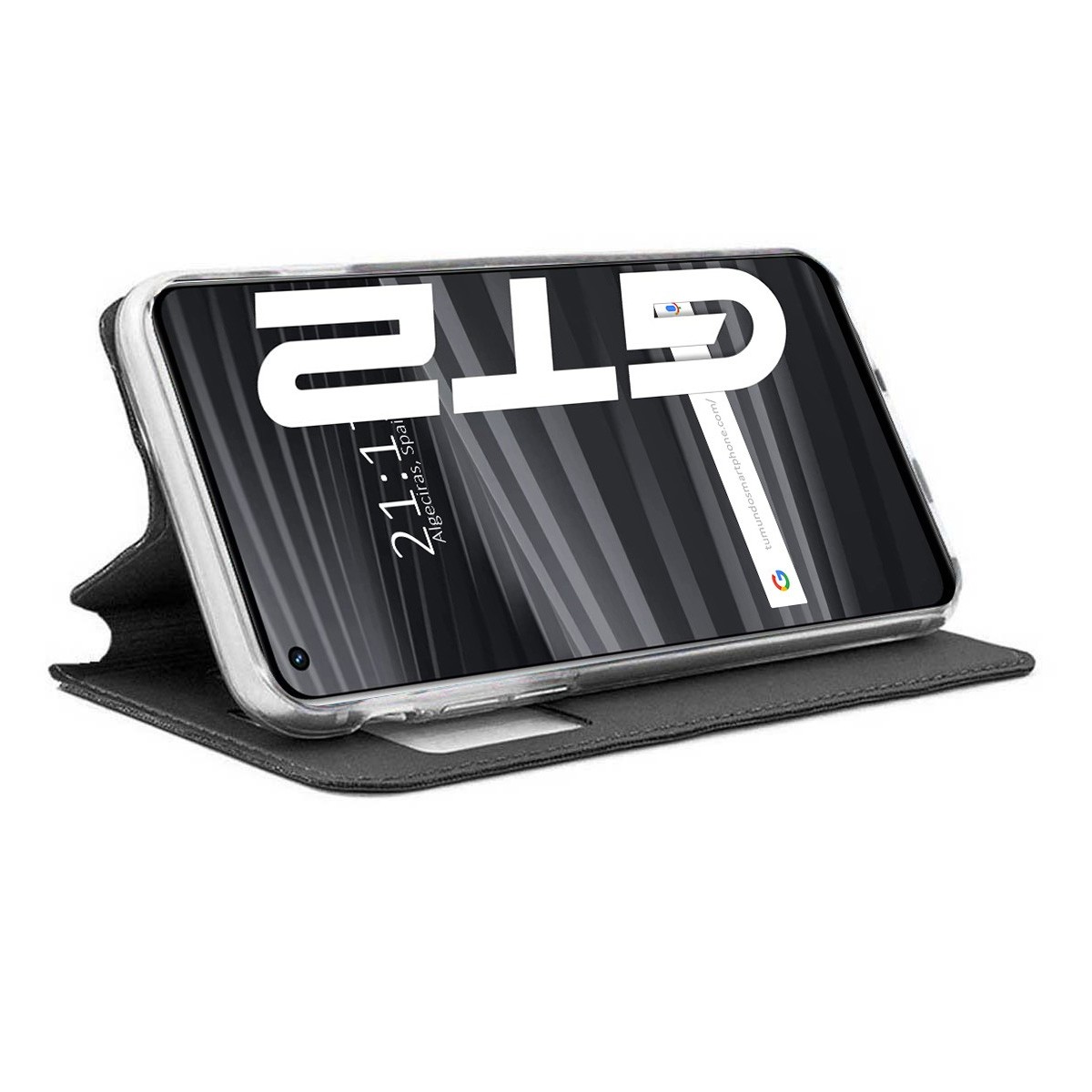 Funda Libro Soporte con Ventana para Realme GT 2 5G color Negra