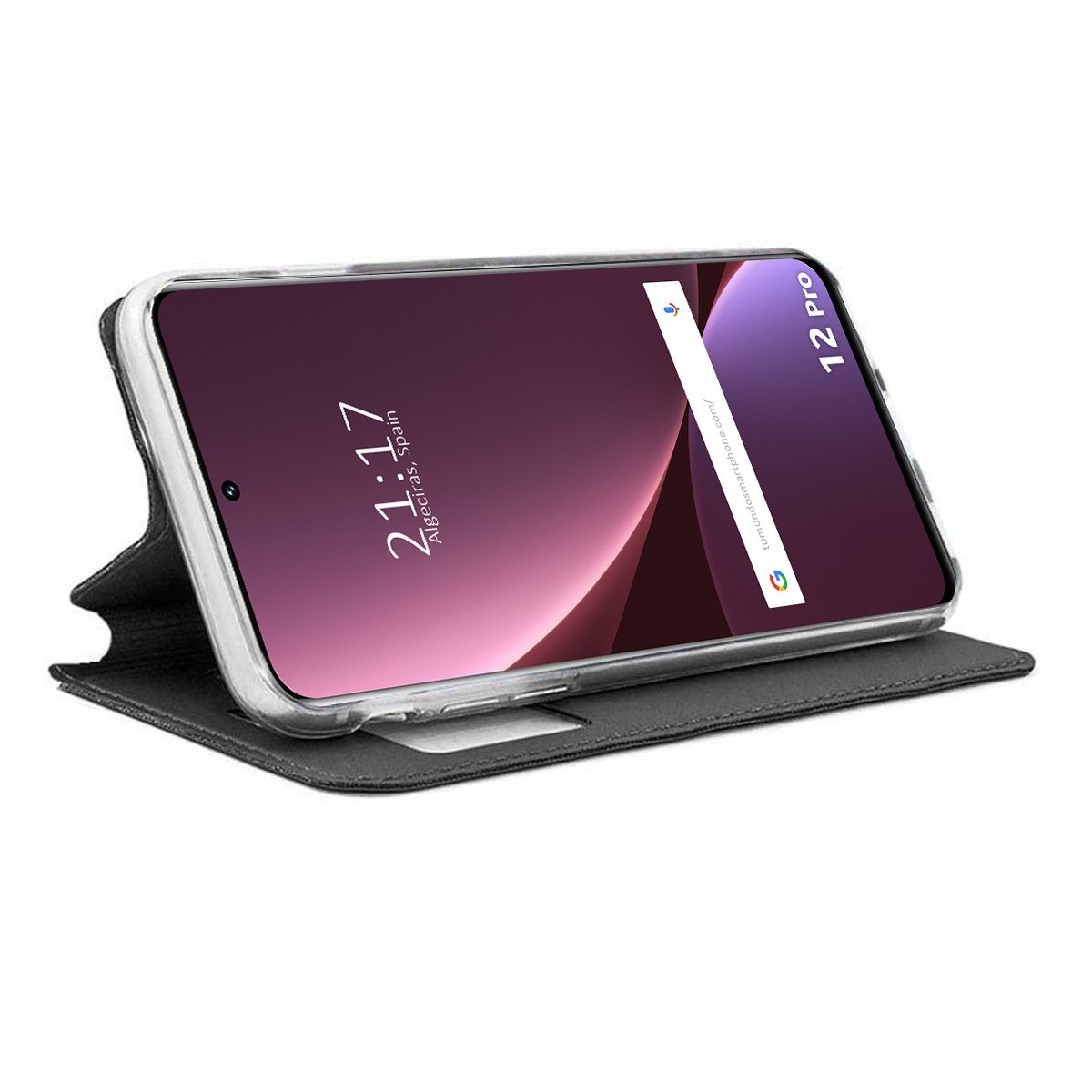 Funda Libro Soporte con Ventana para Xiaomi 12 Pro 5G color Negra