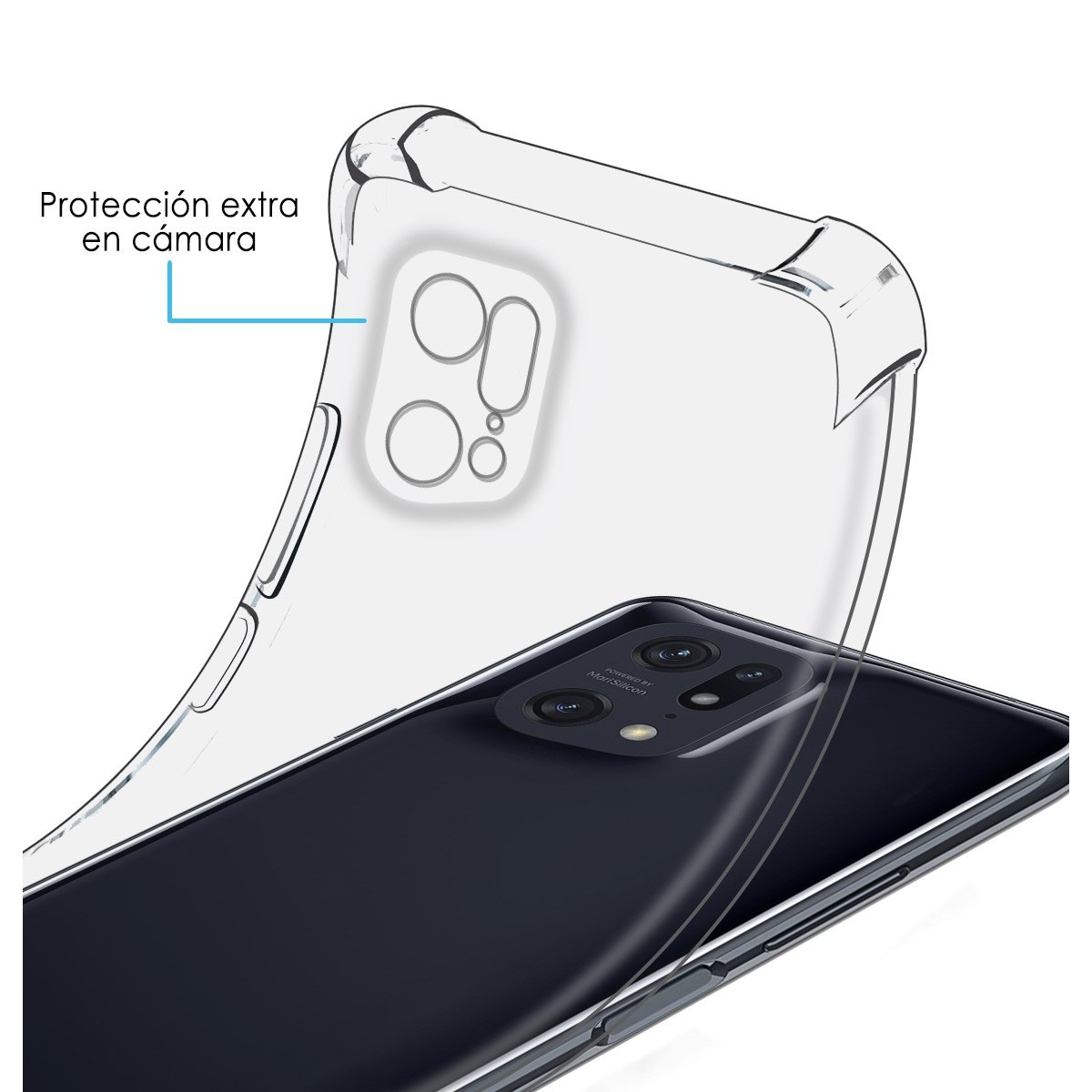 Funda Silicona Antigolpes Transparente para Oppo Find X5 Pro 5G
