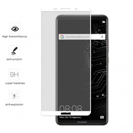 Protector Cristal Templado Frontal Completo Blanco  para Huawei Mate 10 Pro Vidrio