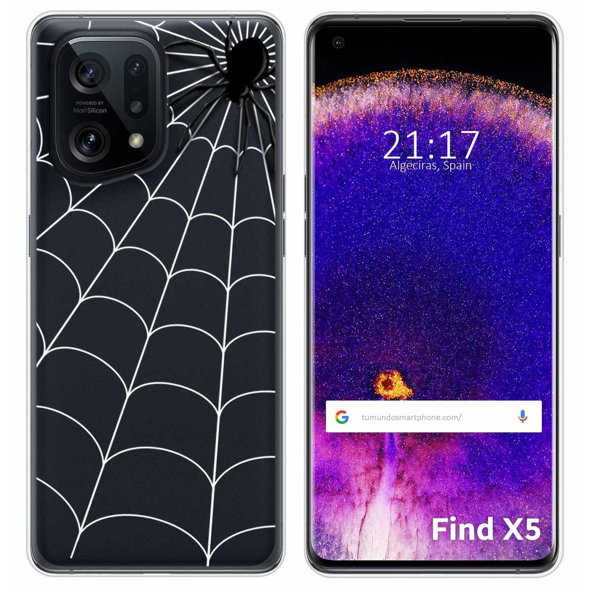 Funda Silicona Transparente para Oppo Find X5 5G diseño Araña Dibujos