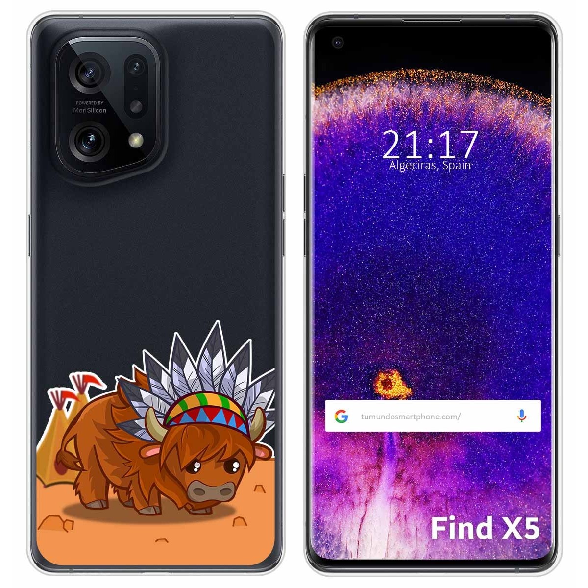 Funda Silicona Transparente para Oppo Find X5 5G diseño Bufalo Dibujos