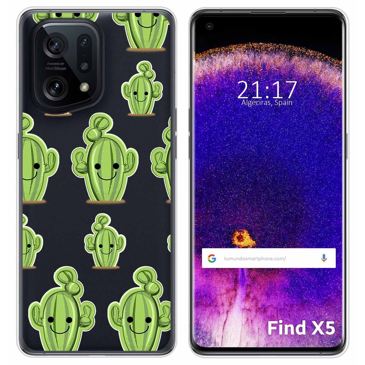 Funda Silicona Transparente para Oppo Find X5 5G diseño Cactus Dibujos