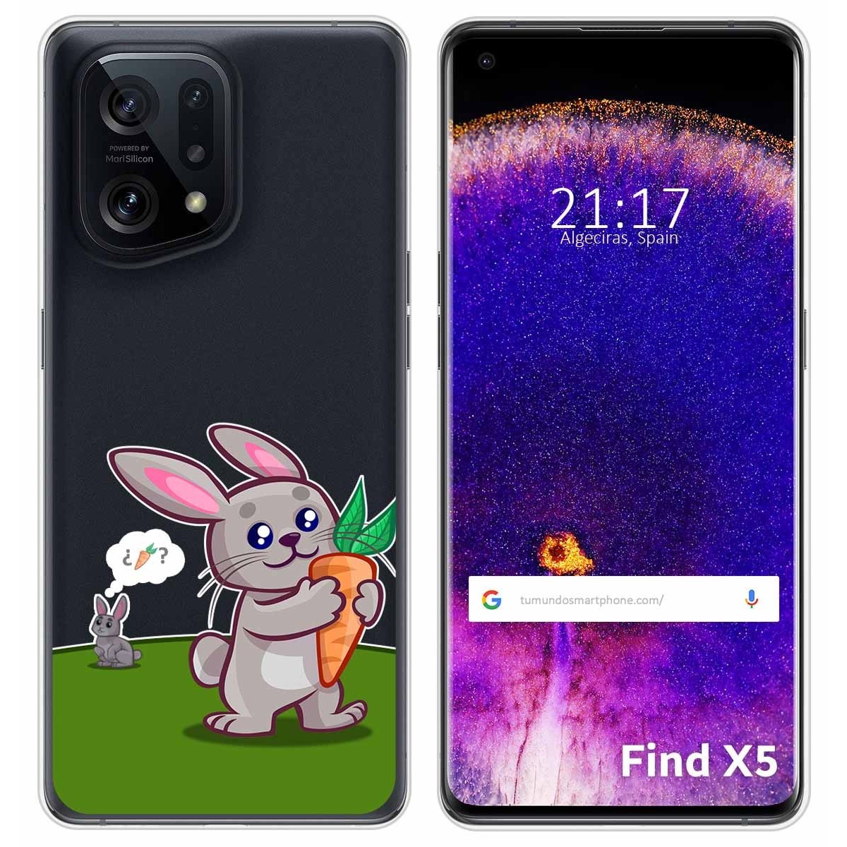 Funda Silicona Transparente para Oppo Find X5 5G diseño Conejo Dibujos