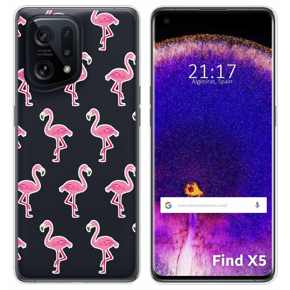 Funda Silicona Transparente para Oppo Find X5 5G diseño Flamenco Dibujos