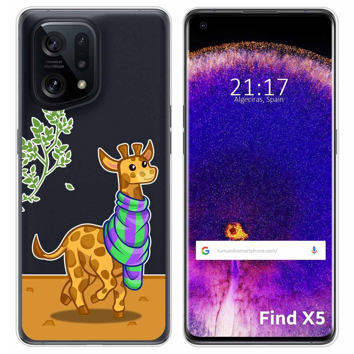 Funda Silicona Transparente para Oppo Find X5 5G diseño Jirafa Dibujos