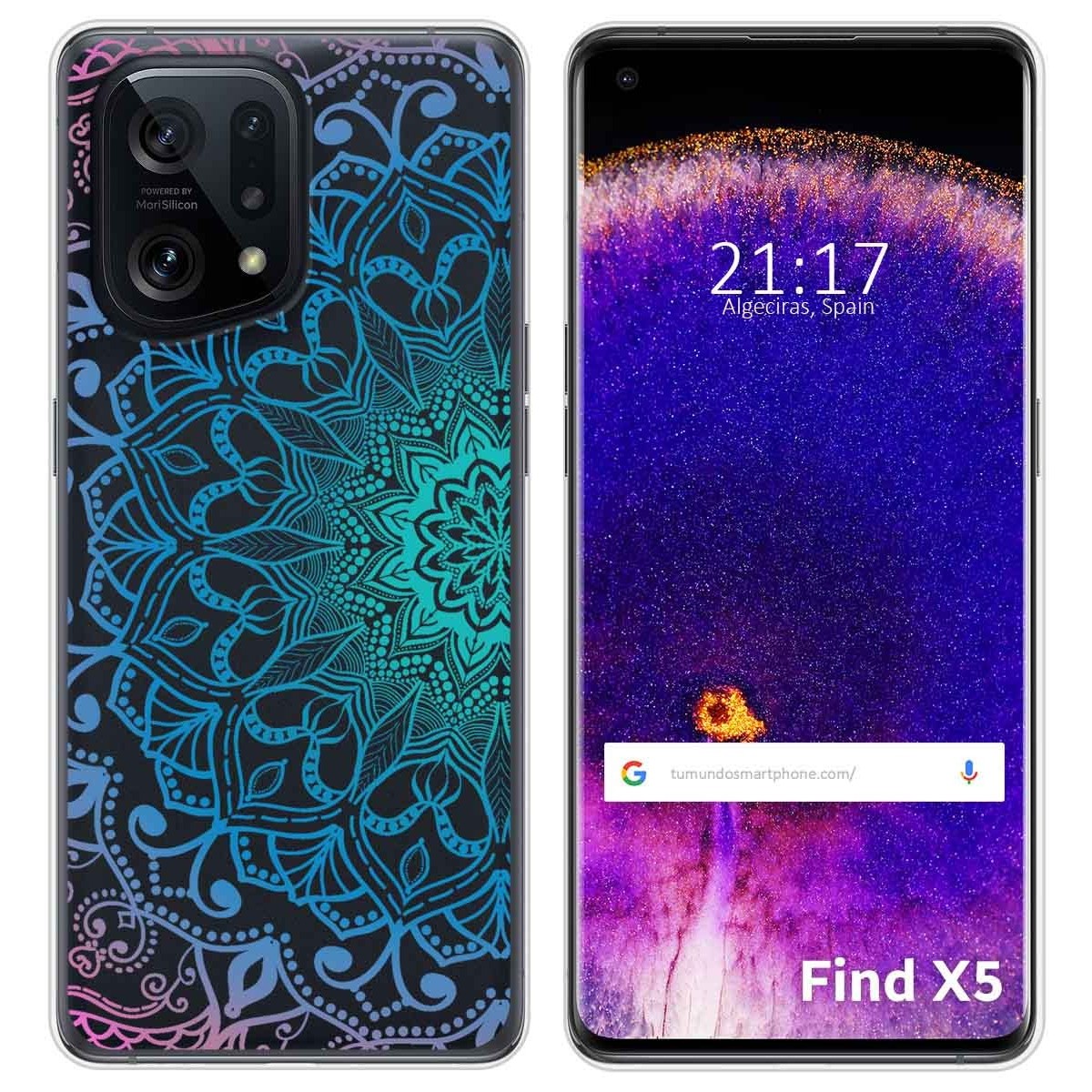 Funda Silicona Transparente para Oppo Find X5 5G diseño Mandala Dibujos