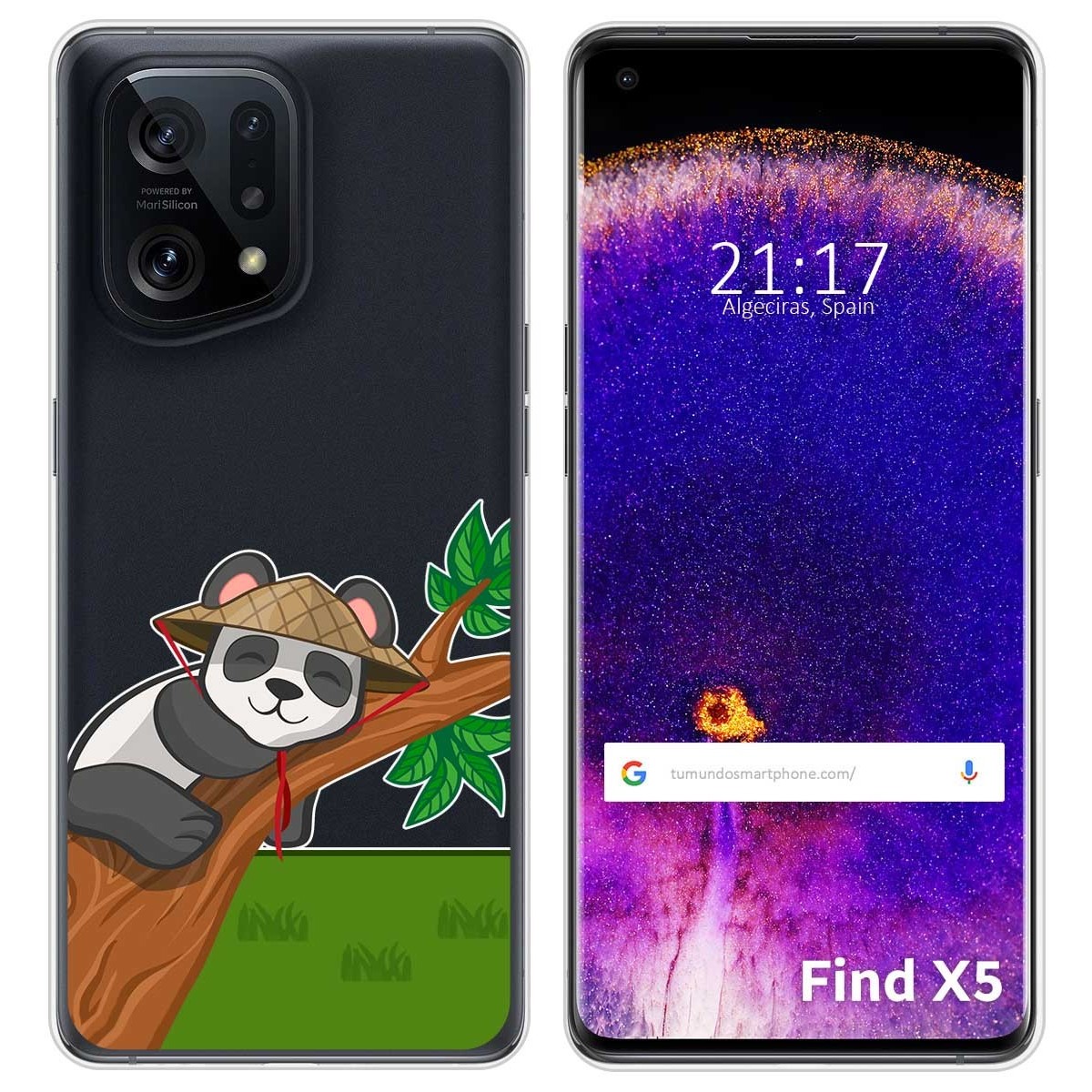 Funda Silicona Transparente para Oppo Find X5 5G diseño Panda Dibujos