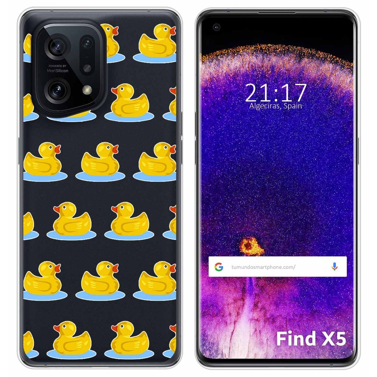 Funda Silicona Transparente para Oppo Find X5 5G diseño Pato Dibujos
