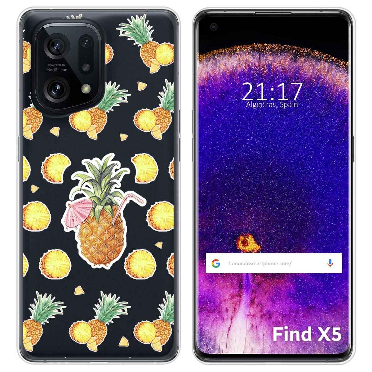 Funda Silicona Transparente para Oppo Find X5 5G diseño Piña Dibujos
