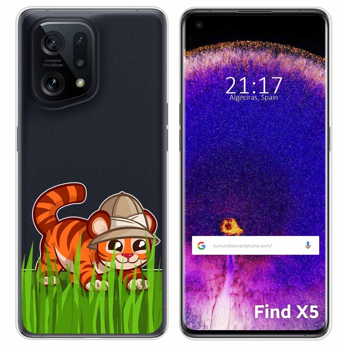 Funda Silicona Transparente para Oppo Find X5 5G diseño Tigre Dibujos