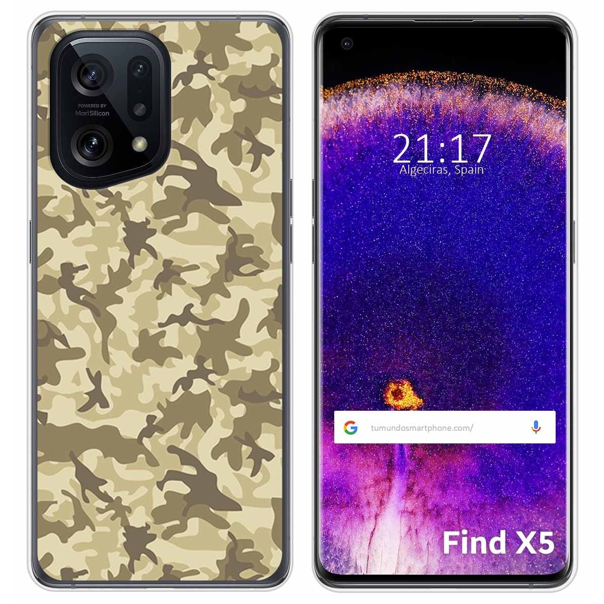 Funda Silicona para Oppo Find X5 5G diseño Sand Camuflaje Dibujos