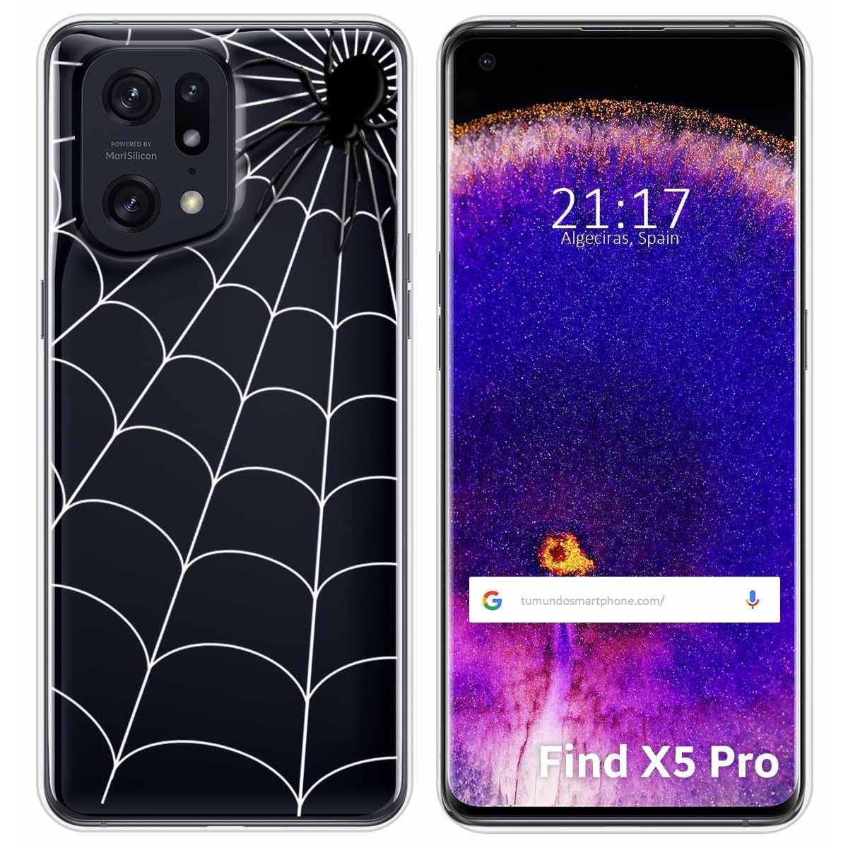 Funda Silicona Transparente para Oppo Find X5 Pro 5G diseño Araña Dibujos