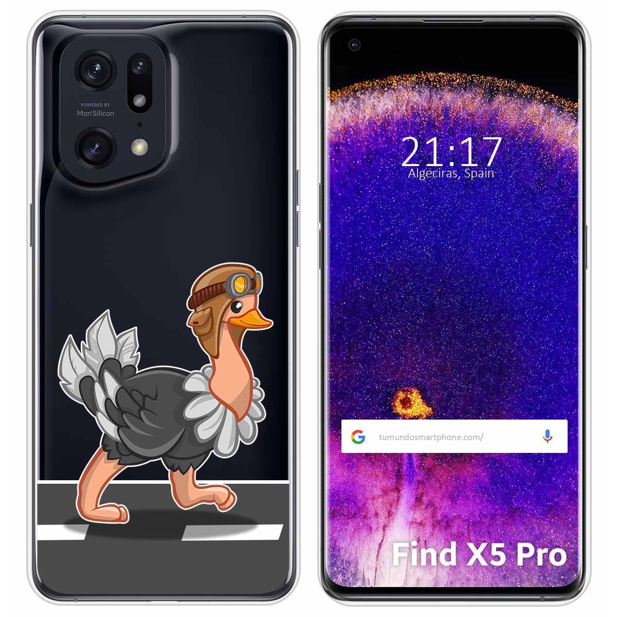 Funda Silicona Transparente para Oppo Find X5 Pro 5G diseño Avestruz Dibujos