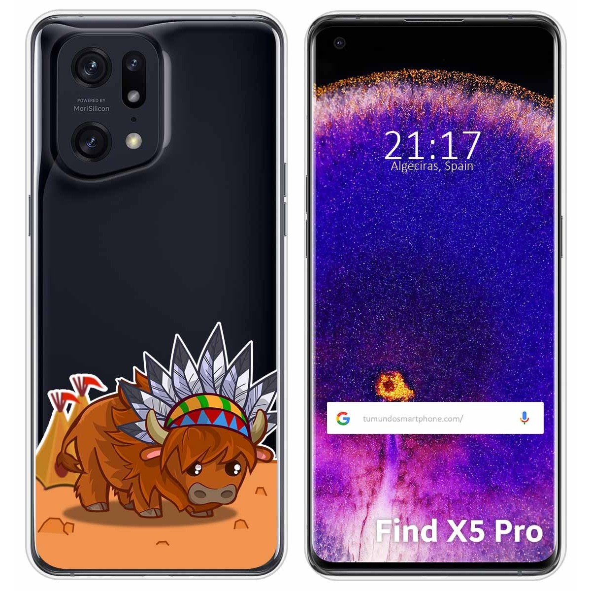 Funda Silicona Transparente para Oppo Find X5 Pro 5G diseño Bufalo Dibujos