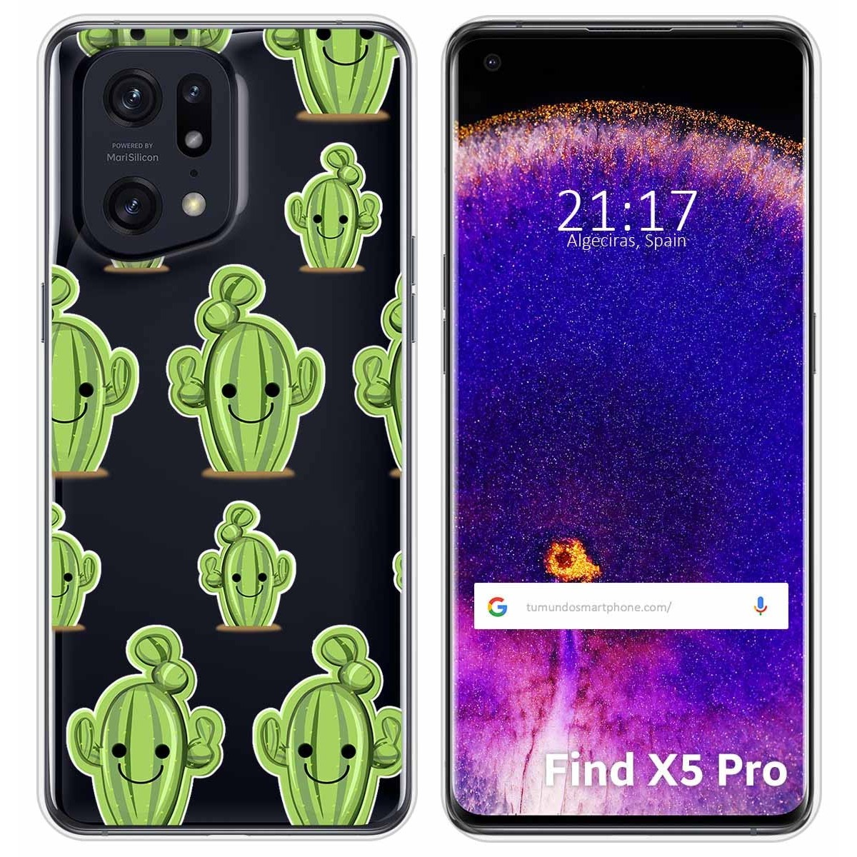 Funda Silicona Transparente para Oppo Find X5 Pro 5G diseño Cactus Dibujos