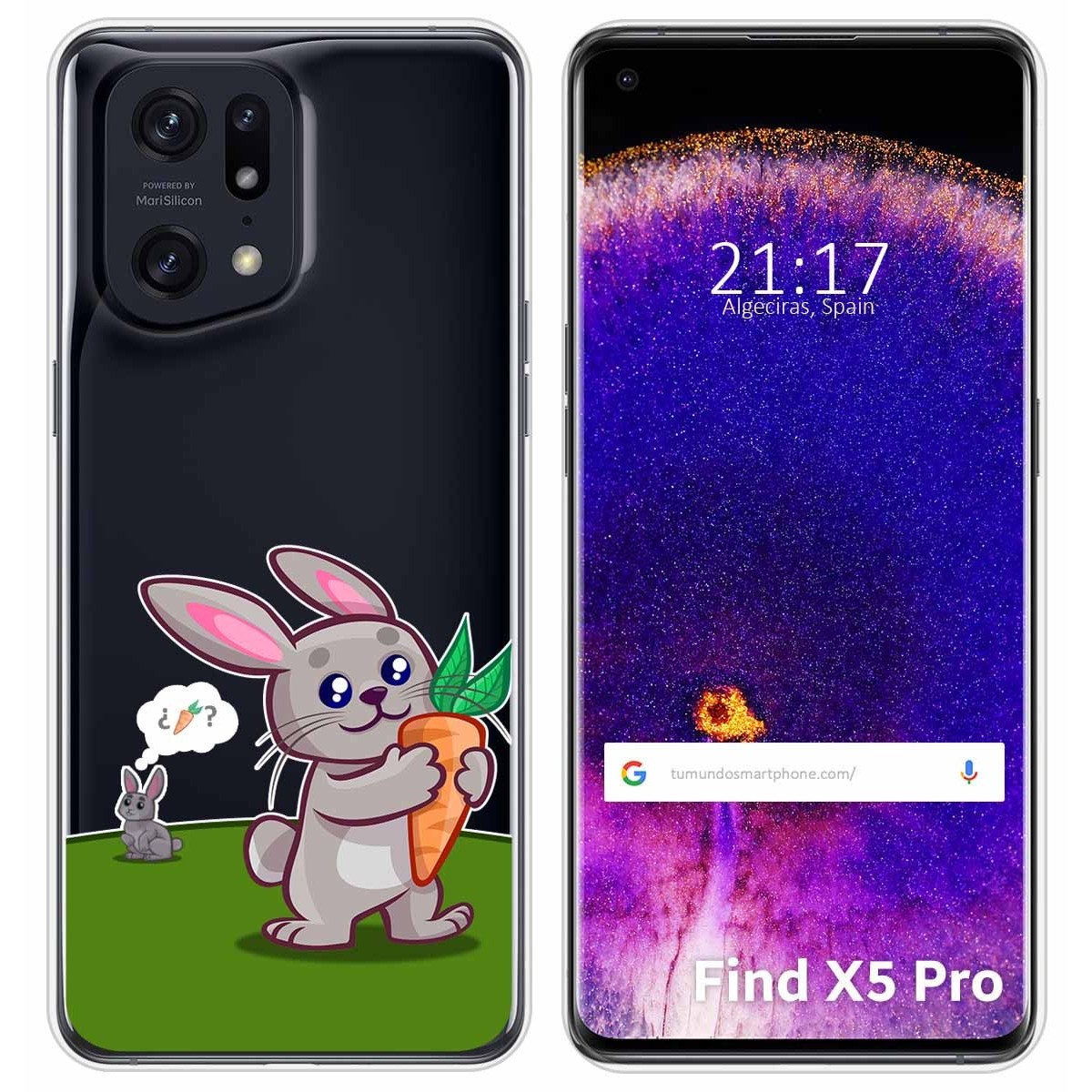 Funda Silicona Transparente para Oppo Find X5 Pro 5G diseño Conejo Dibujos