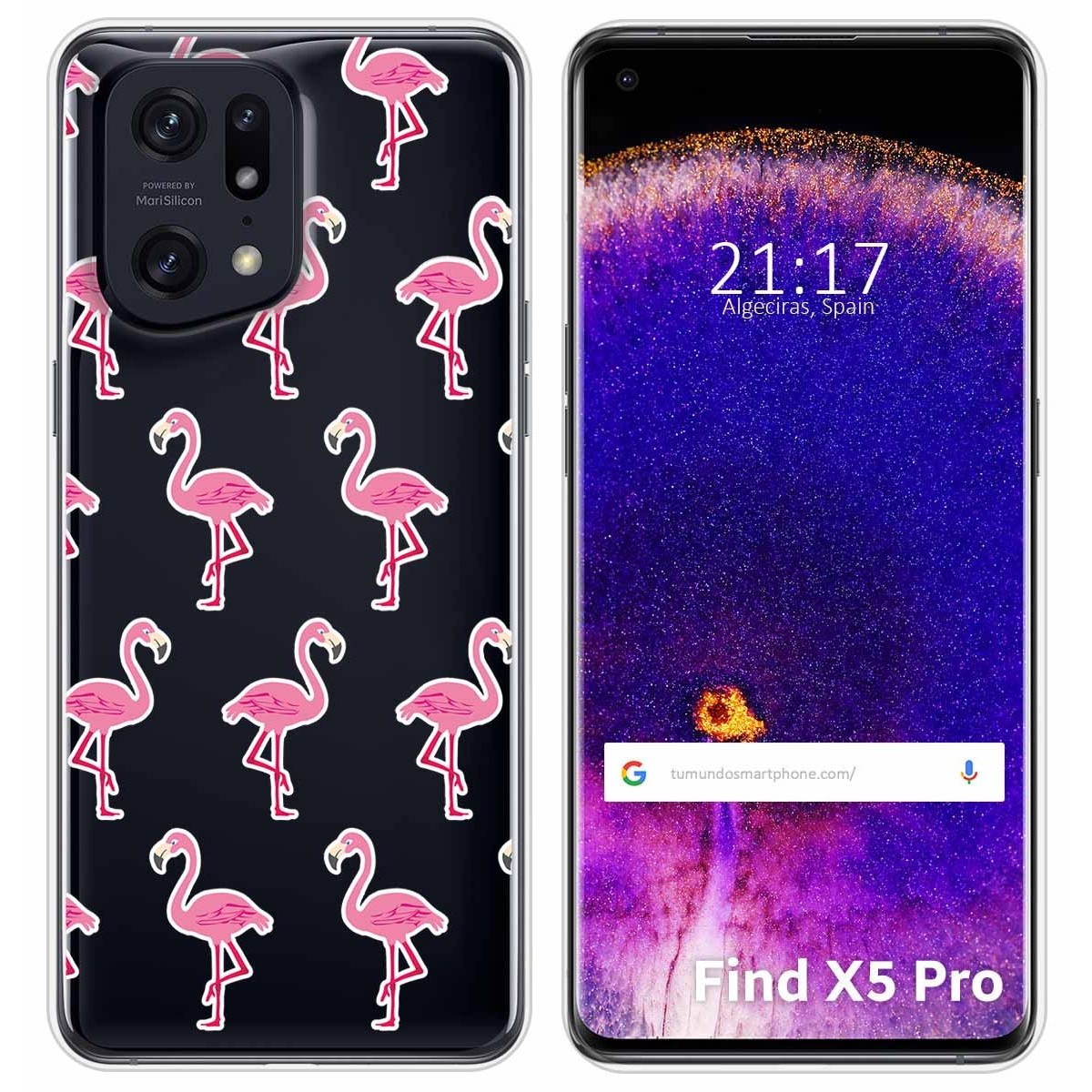 Funda Silicona Transparente para Oppo Find X5 Pro 5G diseño Flamenco Dibujos