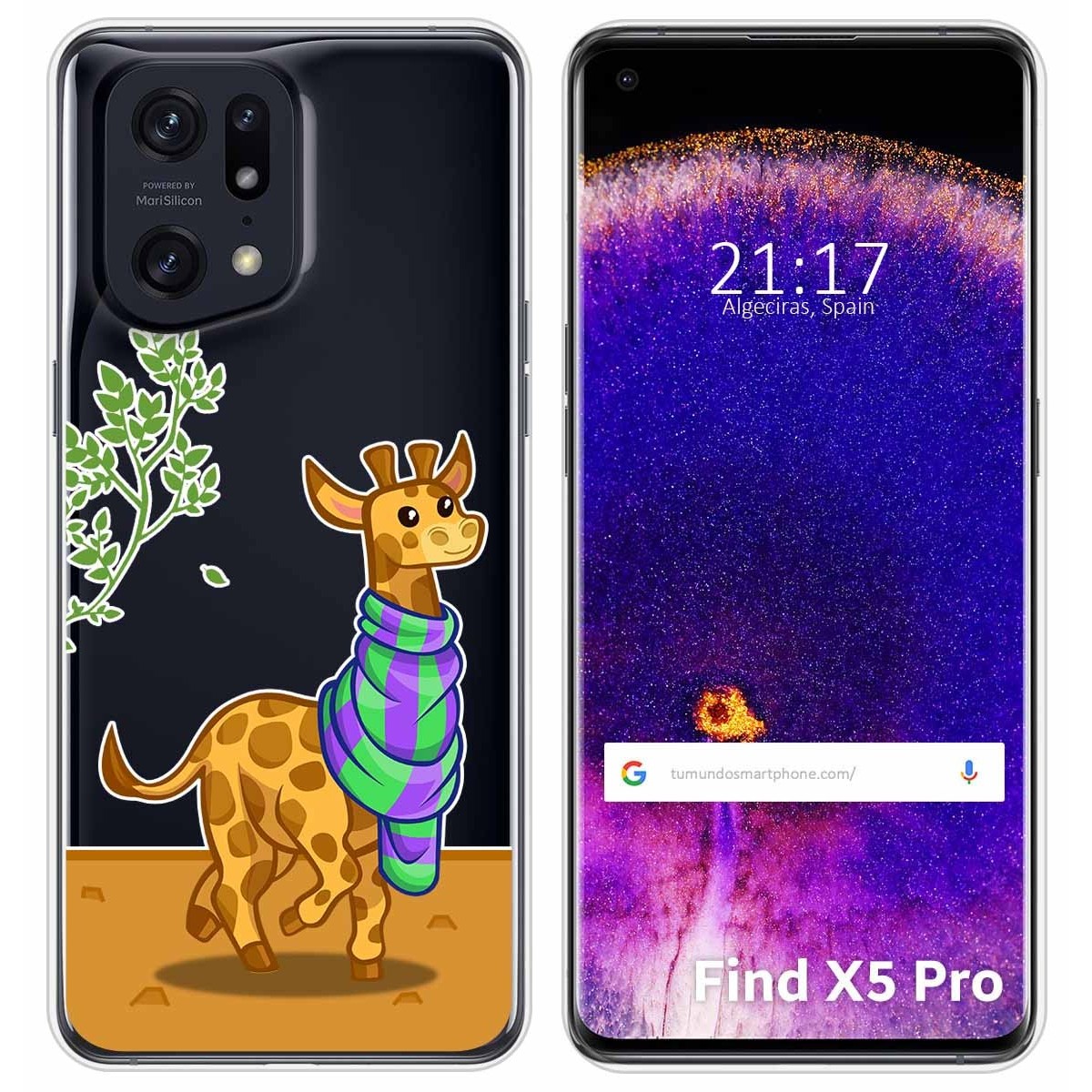 Funda Silicona Transparente para Oppo Find X5 Pro 5G diseño Jirafa Dibujos