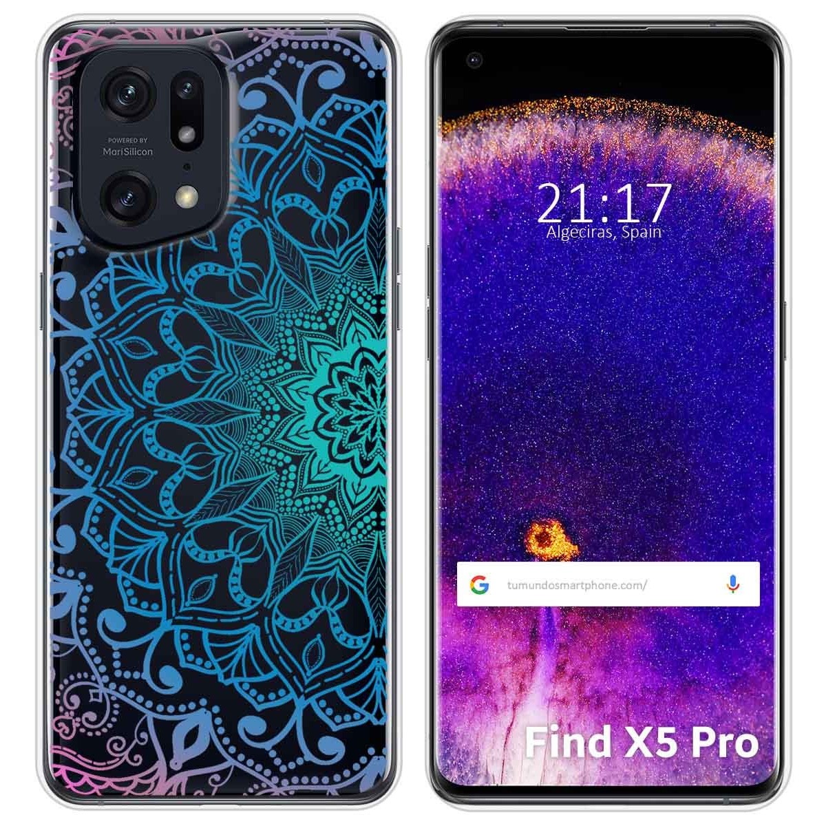 Funda Silicona Transparente para Oppo Find X5 Pro 5G diseño Mandala Dibujos