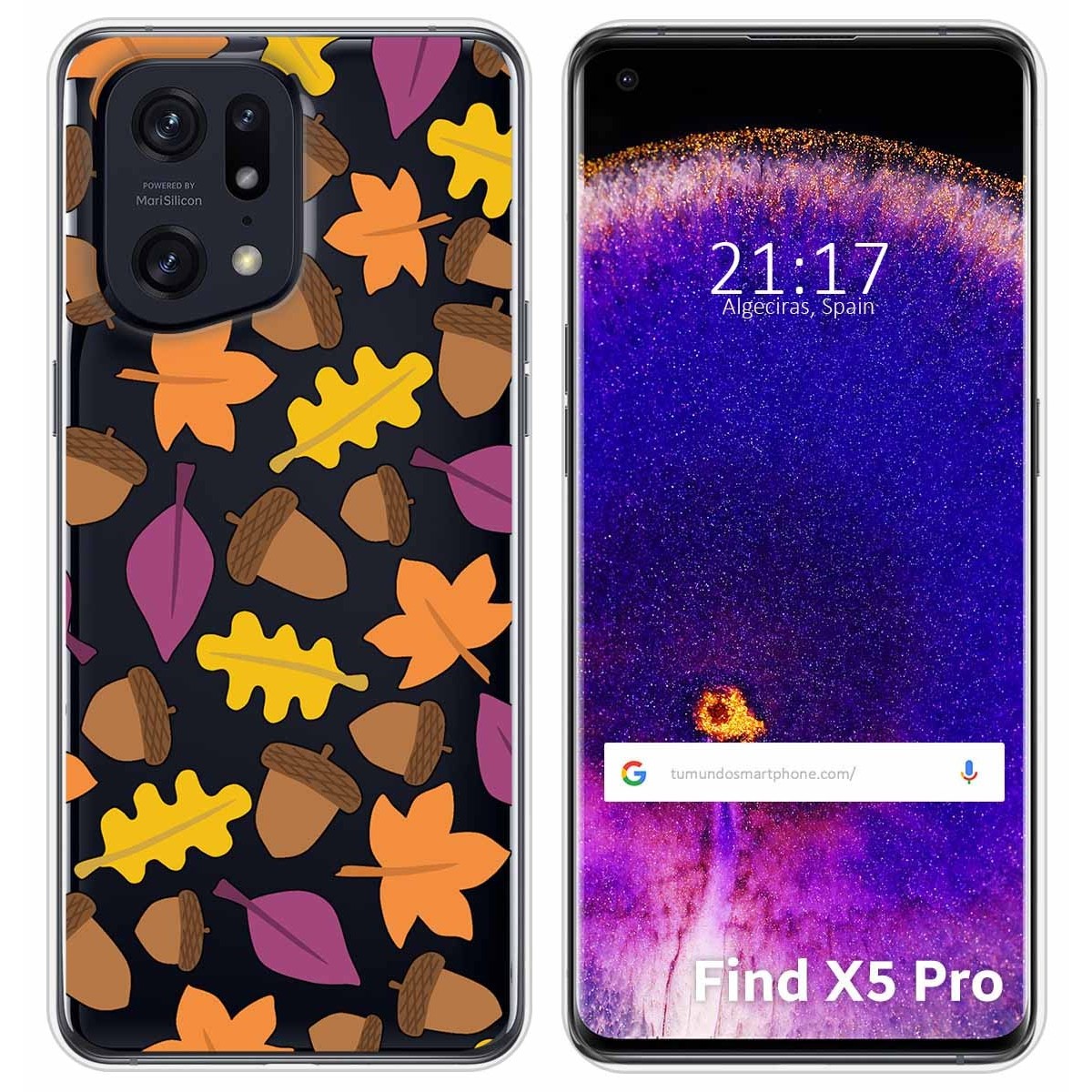 Funda Silicona Transparente para Oppo Find X5 Pro 5G diseño Otoño Dibujos