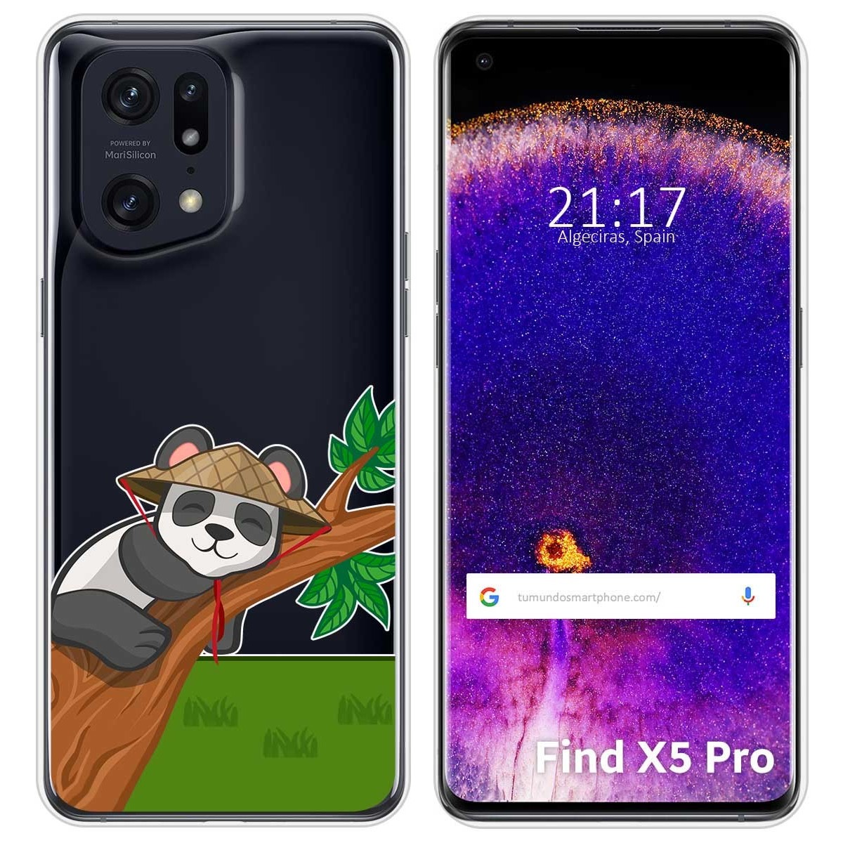 Funda Silicona Transparente para Oppo Find X5 Pro 5G diseño Panda Dibujos