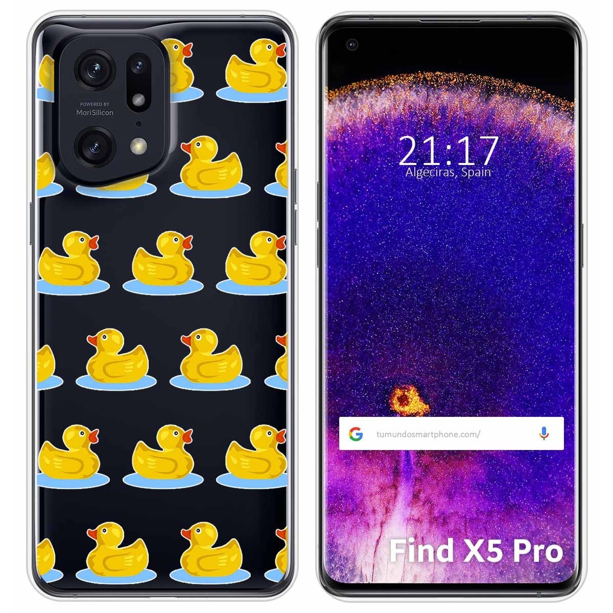 Funda Silicona Transparente para Oppo Find X5 Pro 5G diseño Pato Dibujos