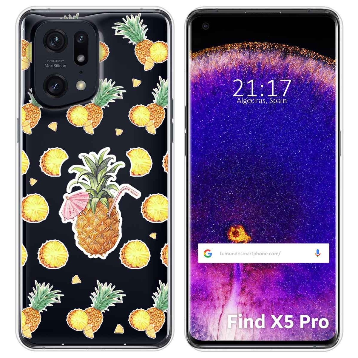 Funda Silicona Transparente para Oppo Find X5 Pro 5G diseño Piña Dibujos