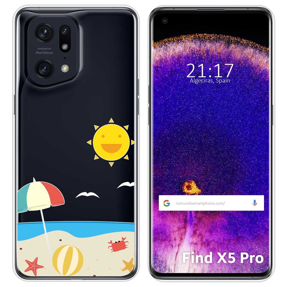 Funda Silicona Transparente para Oppo Find X5 Pro 5G diseño Playa Dibujos