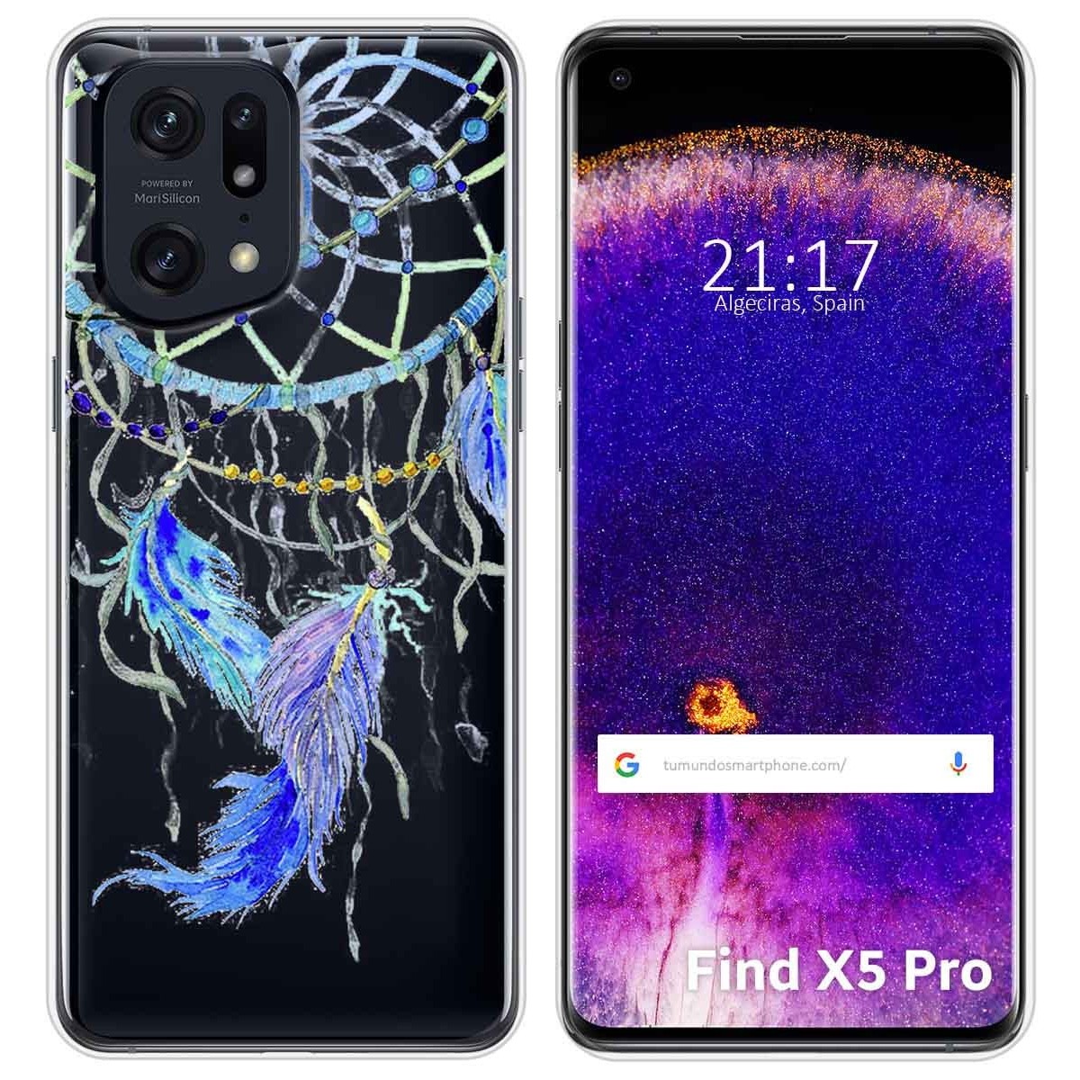 Funda Silicona Transparente para Oppo Find X5 Pro 5G diseño Plumas Dibujos
