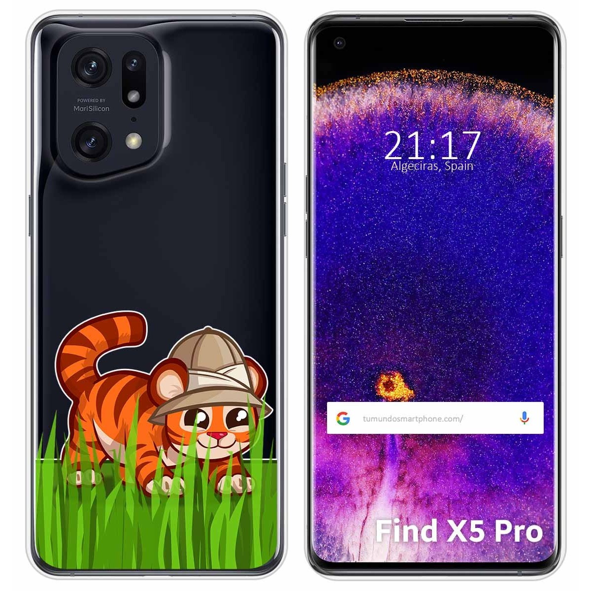 Funda Silicona Transparente para Oppo Find X5 Pro 5G diseño Tigre Dibujos