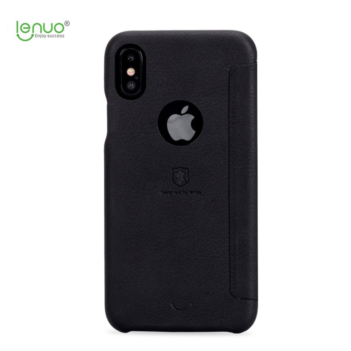 Funda Piel Flip Negra Marca Lenuo para Iphone X / Xs