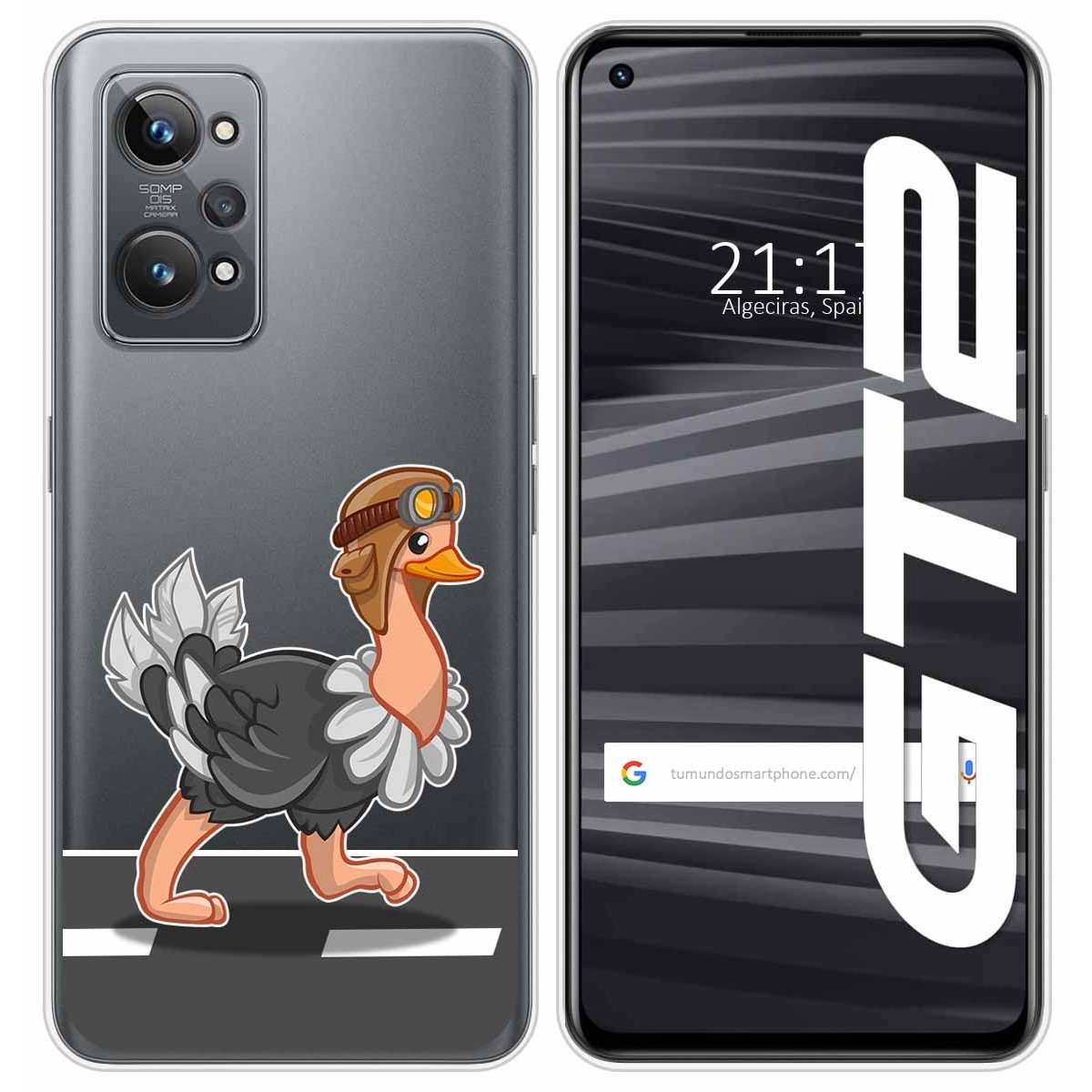 Funda Silicona Transparente para Realme GT 2 5G diseño Avestruz Dibujos