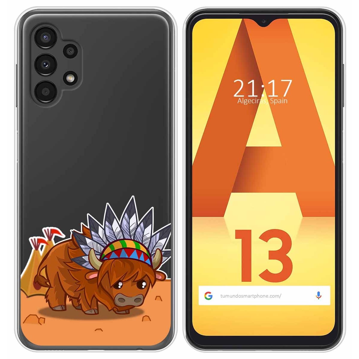 Funda Silicona Transparente para Samsung Galaxy A13 4G diseño Bufalo Dibujos