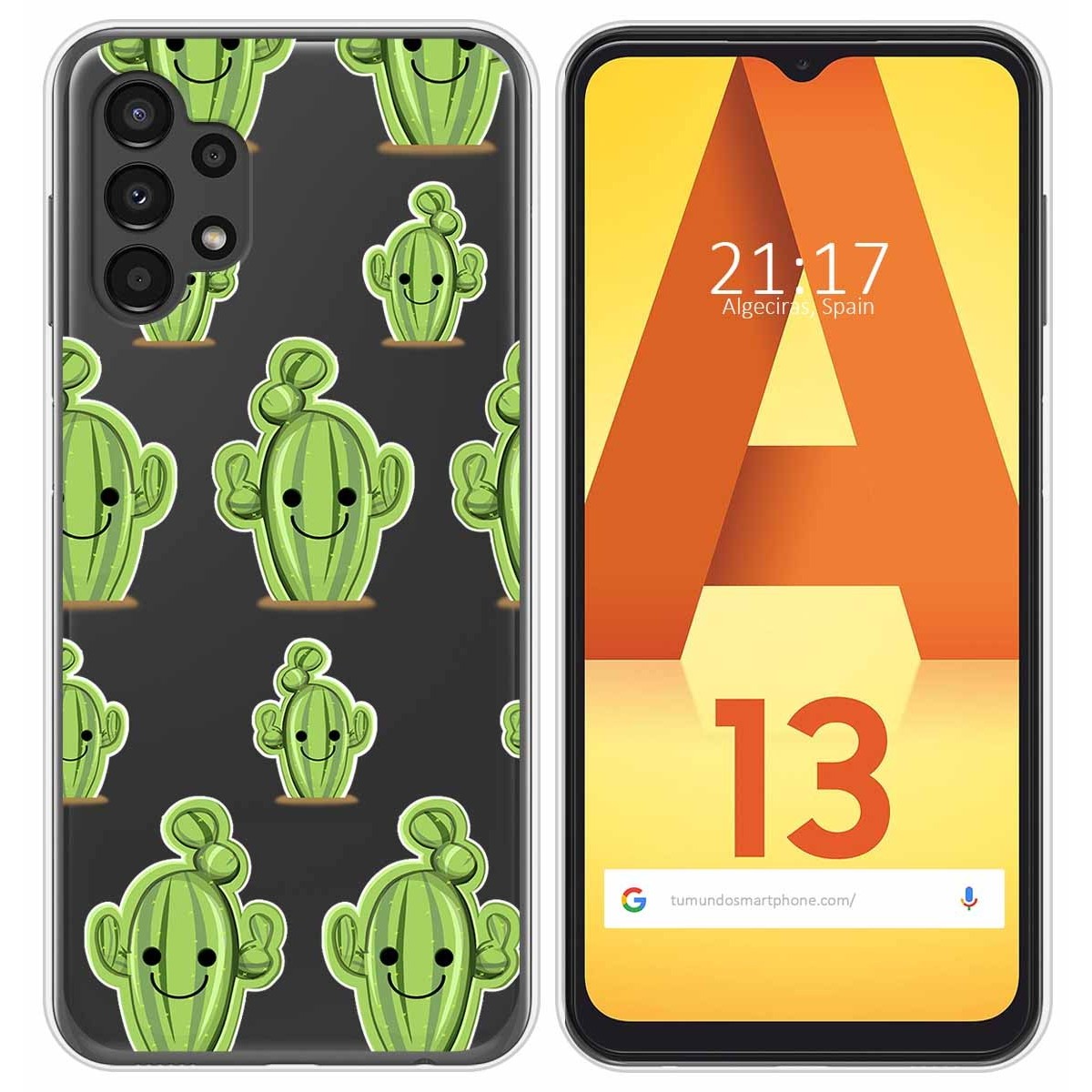 Funda Silicona Transparente para Samsung Galaxy A13 4G diseño Cactus Dibujos