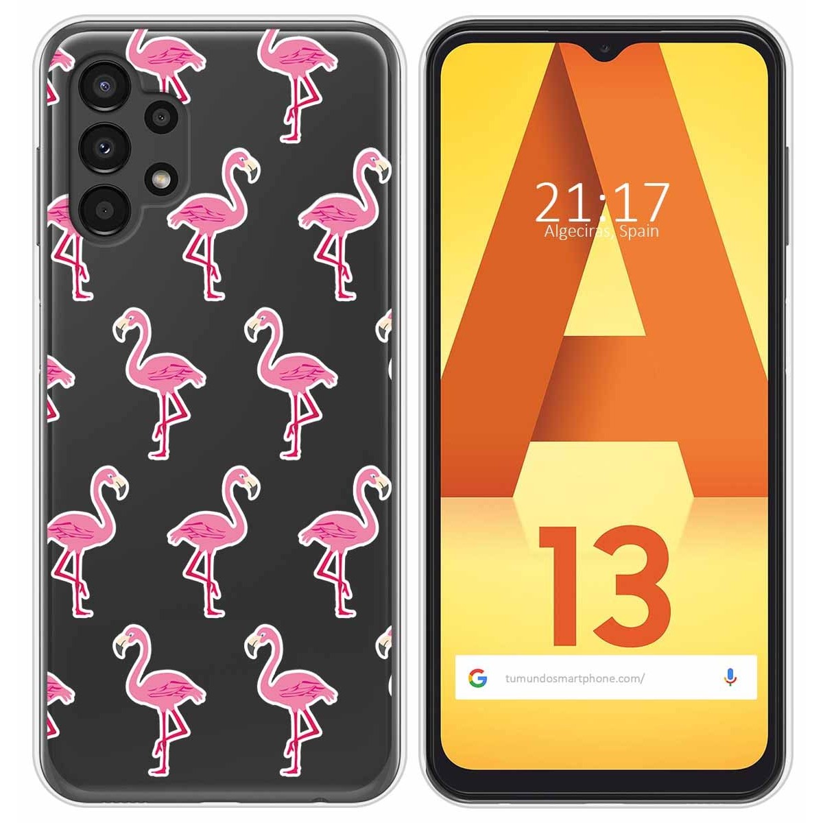 Funda Silicona Transparente para Samsung Galaxy A13 4G diseño Flamenco Dibujos